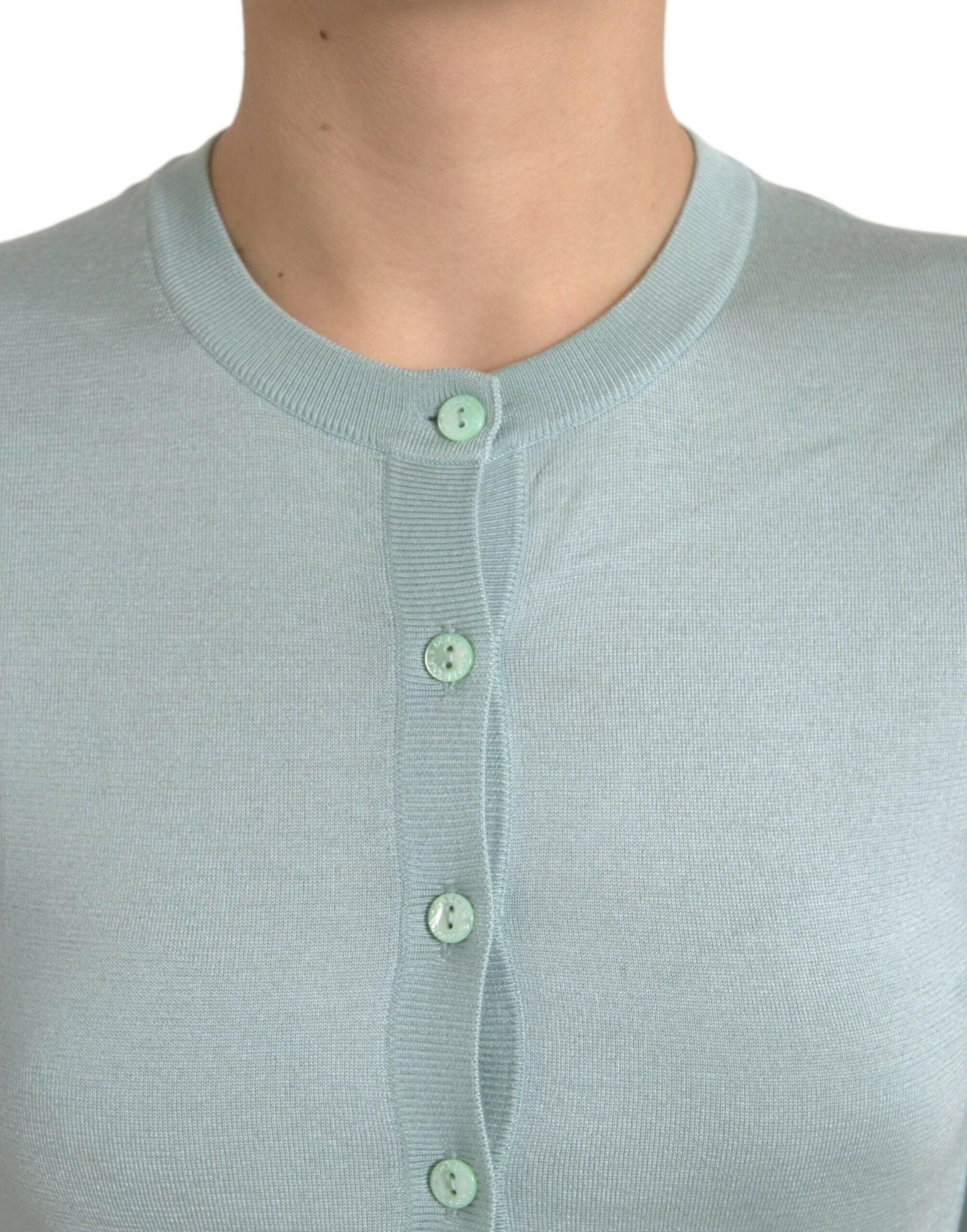 Dolce &amp; Gabbana Élégant cardigan en soie bleu clair