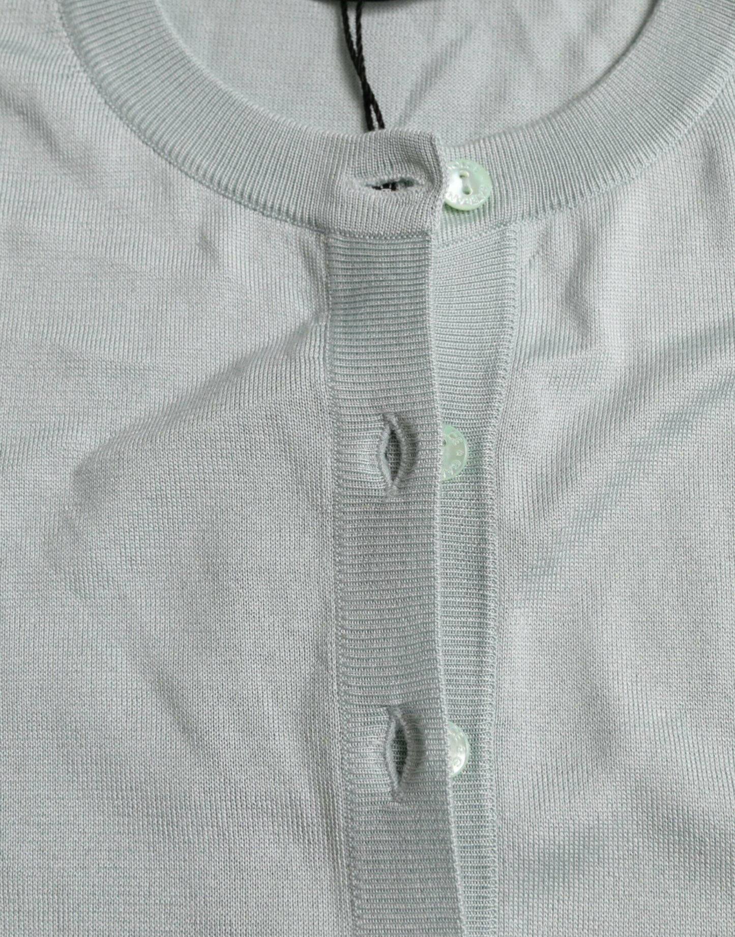 Dolce &amp; Gabbana Élégant cardigan en soie bleu clair