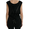 Dolce & Gabbana Black Cotton Lace Up Logo Round Neck Tank Top