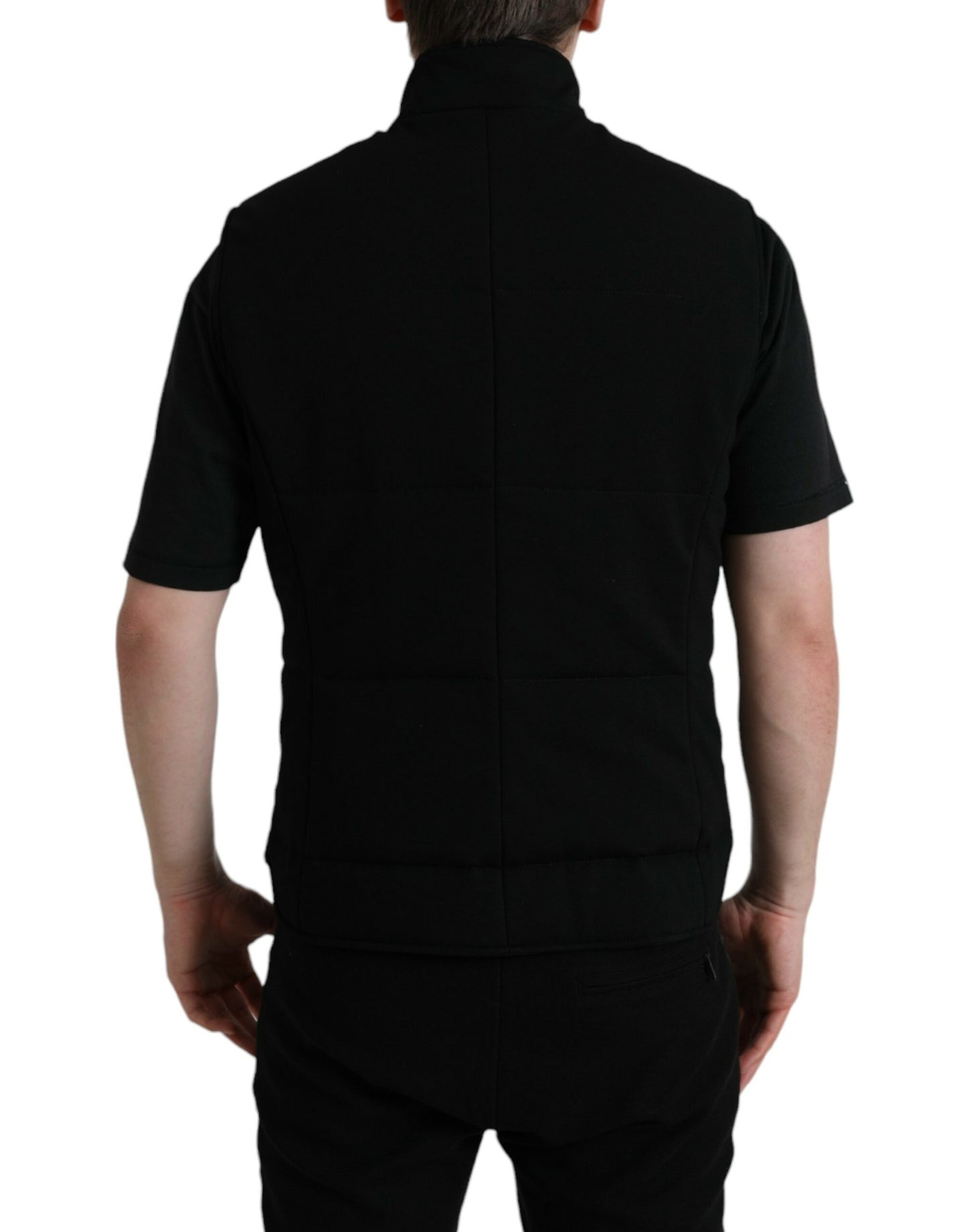 Dolce &amp; Gabbana Schwarze Viskose-Weste mit Knöpfen und Logo-Logo