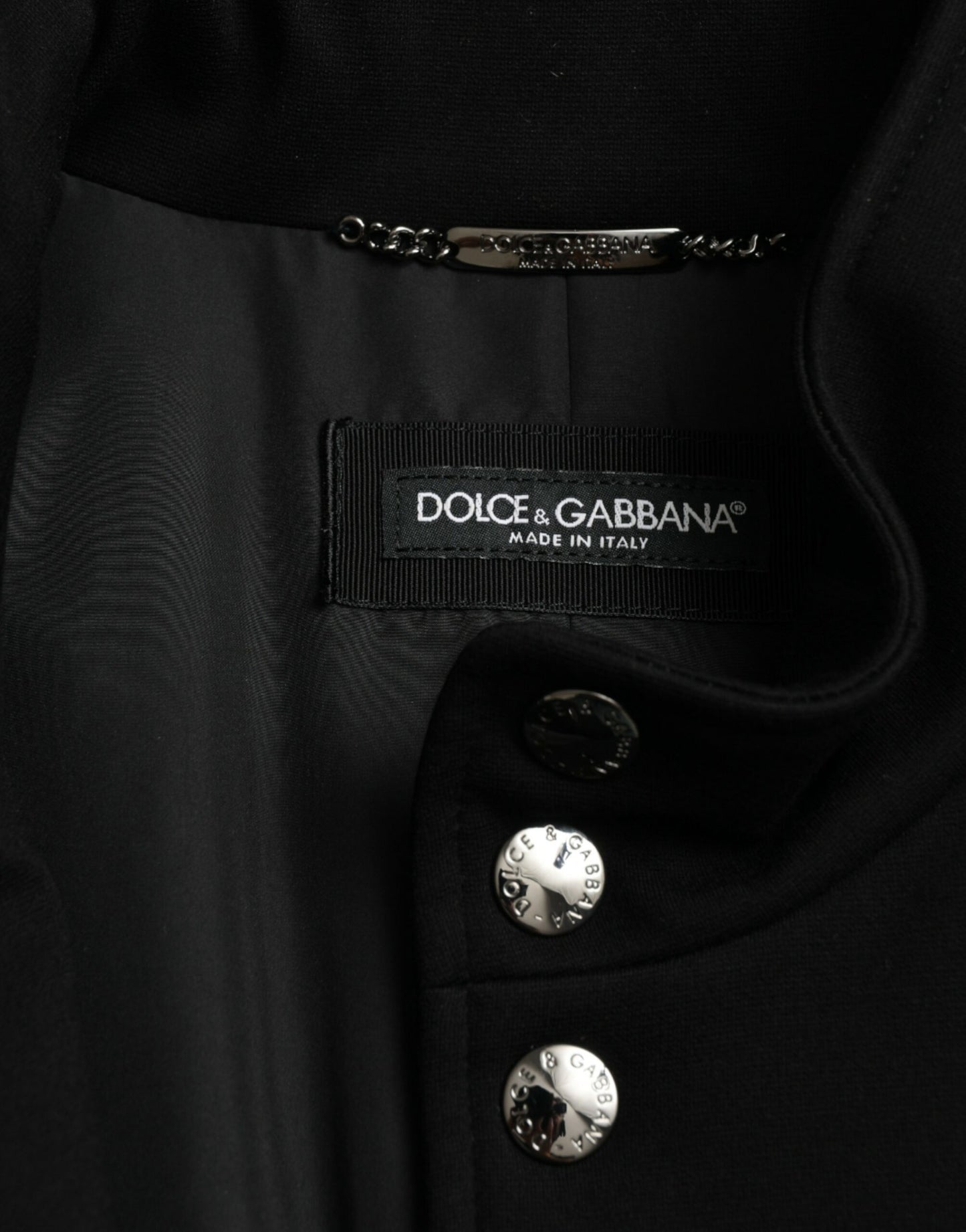 Dolce &amp; Gabbana Schwarze Viskose-Weste mit Knöpfen und Logo-Logo