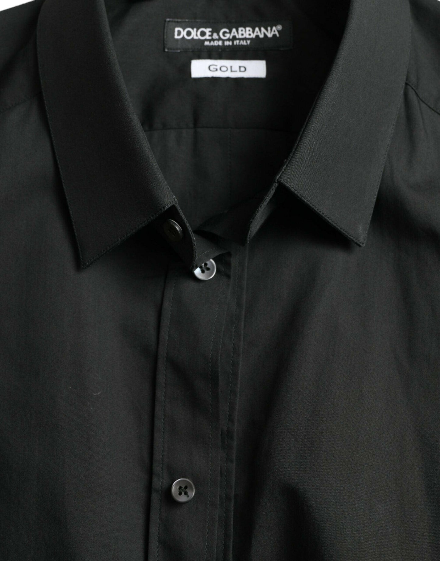 Chemise habillée élégante en soie mélangée noire ajustée Dolce &amp; Gabbana