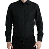 Dolce & Gabbana Black Cotton Men Formal GOLD Dress Shirt