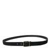 Dolce & Gabbana Black Goat Leather Antique Metal Buckle Belt