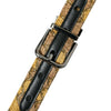 Dolce & Gabbana Gold Leather Jacquard Silver Metal Buckle Belt