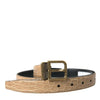 Dolce & Gabbana Beige Exotic Leather Gold Metal Buckle Belt