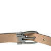 Dolce & Gabbana Dark Brown Leather Silver Metal Buckle Belt