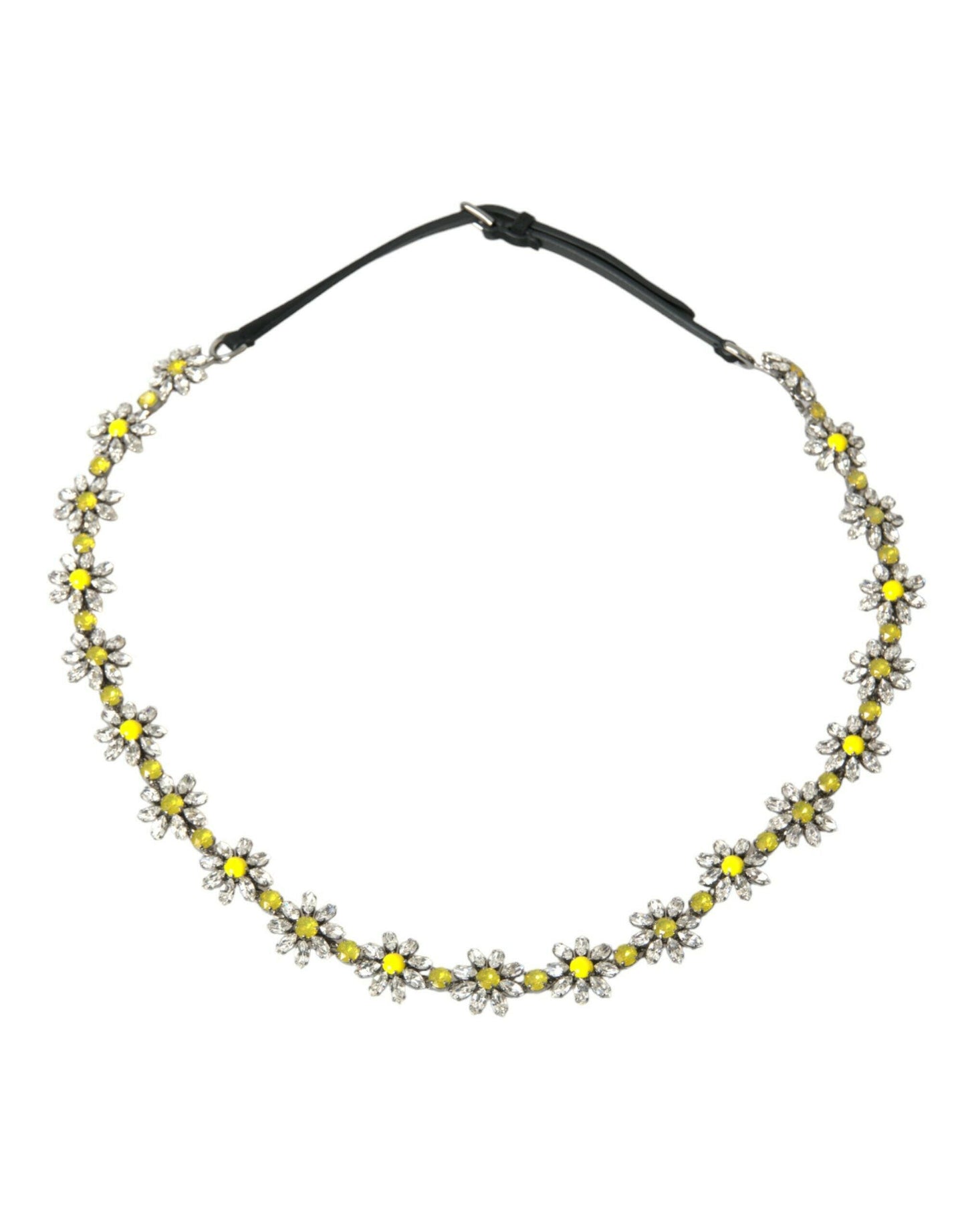 Dolce &amp; Gabbana – Schwarzer Dauphine-Hüftgürtel mit Gänseblümchen-Kristallen