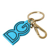 Dolce &amp; Gabbana Schlüsselanhänger mit DG-Logo, blau, Gummi, goldfarben, Metall