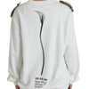 Dolce & Gabbana White Floral Cotton Crew Neck Pullover Sweater