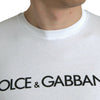 Dolce &amp; Gabbana – Weißes Baumwoll-T-Shirt mit Rundhalsausschnitt und Logo-Print