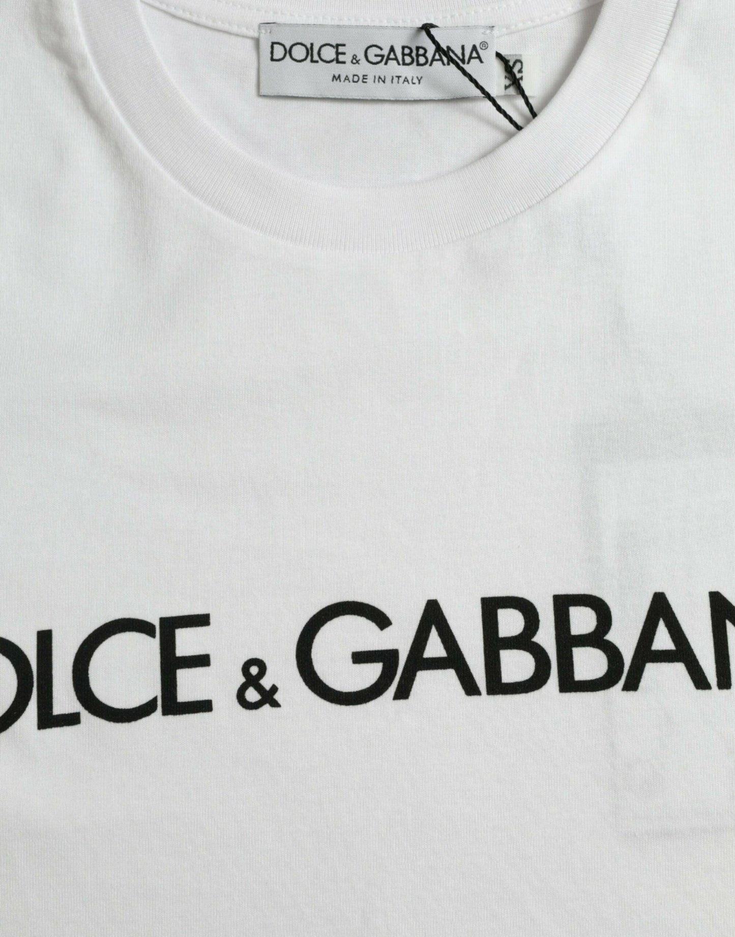 Dolce &amp; Gabbana – Weißes Baumwoll-T-Shirt mit Rundhalsausschnitt und Logo-Print