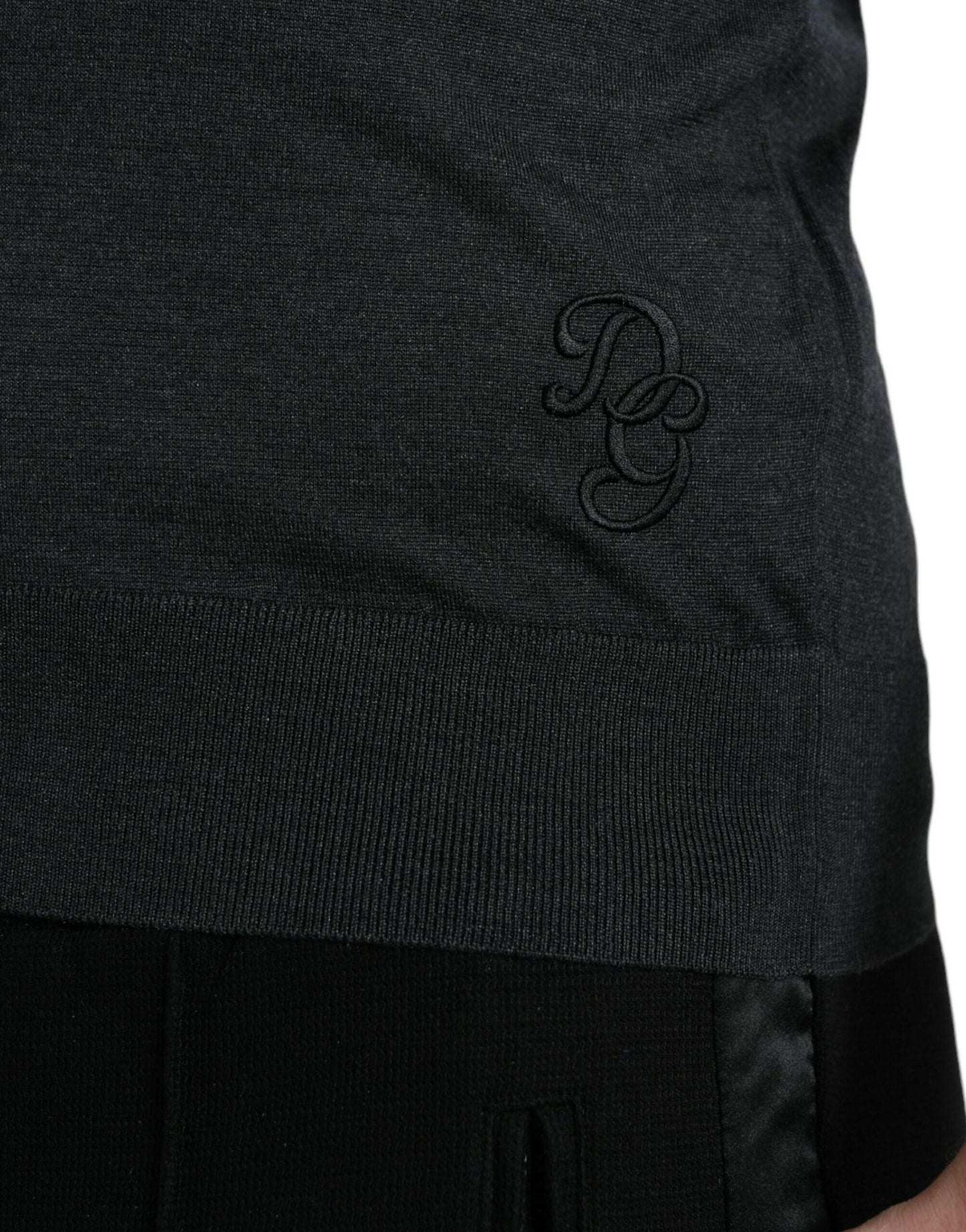 Dolce &amp; Gabbana – Dunkelgraues T-Shirt mit Rundhalsausschnitt und kurzen Ärmeln