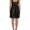Dolce &amp; Gabbana – Schwarzes Minikleid aus plissierter Seide und Spitzenchiffon