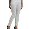 Dolce & Gabbana White Wool Mid Waist Tapered Pants