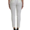 Dolce & Gabbana White Wool Mid Waist Tapered Pants