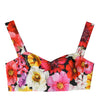 Dolce & Gabbana Multicolor Floral Sleeveless Bustier Crop Top