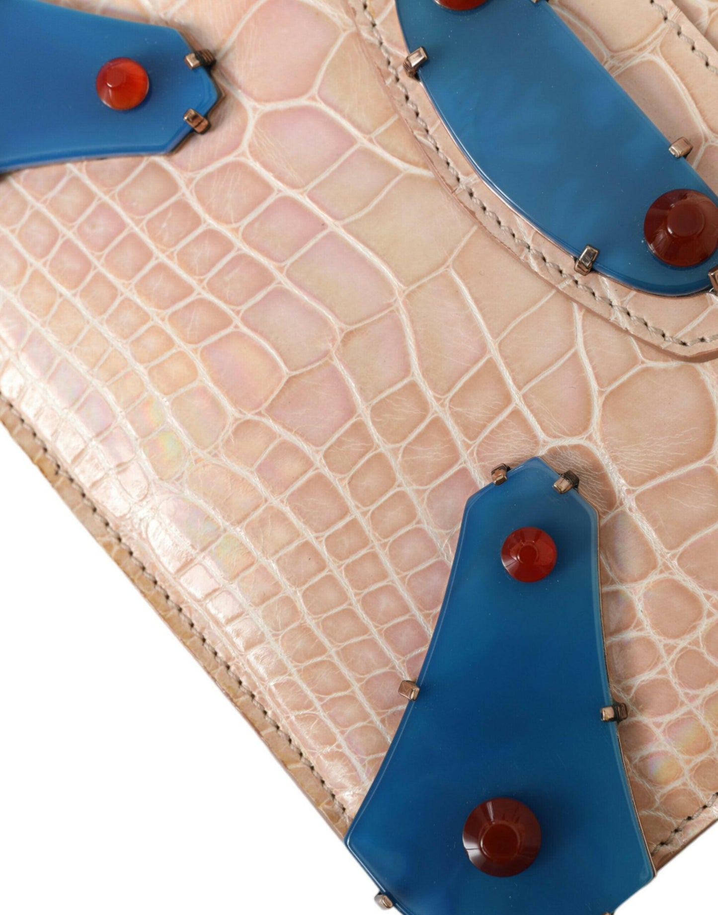 Balenciaga Beige Blau Achat Exotisches Leder Gold Kette Handtasche Tasche