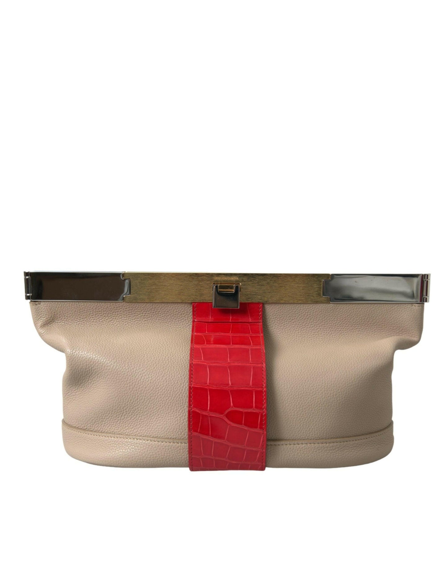 Balenciaga Beige-Rot Zweifarbige Beuteltasche aus exotischem Leder