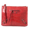 Balenciaga Red Exotic Skin Leather Classic Pouch Purse Wristlet Bag