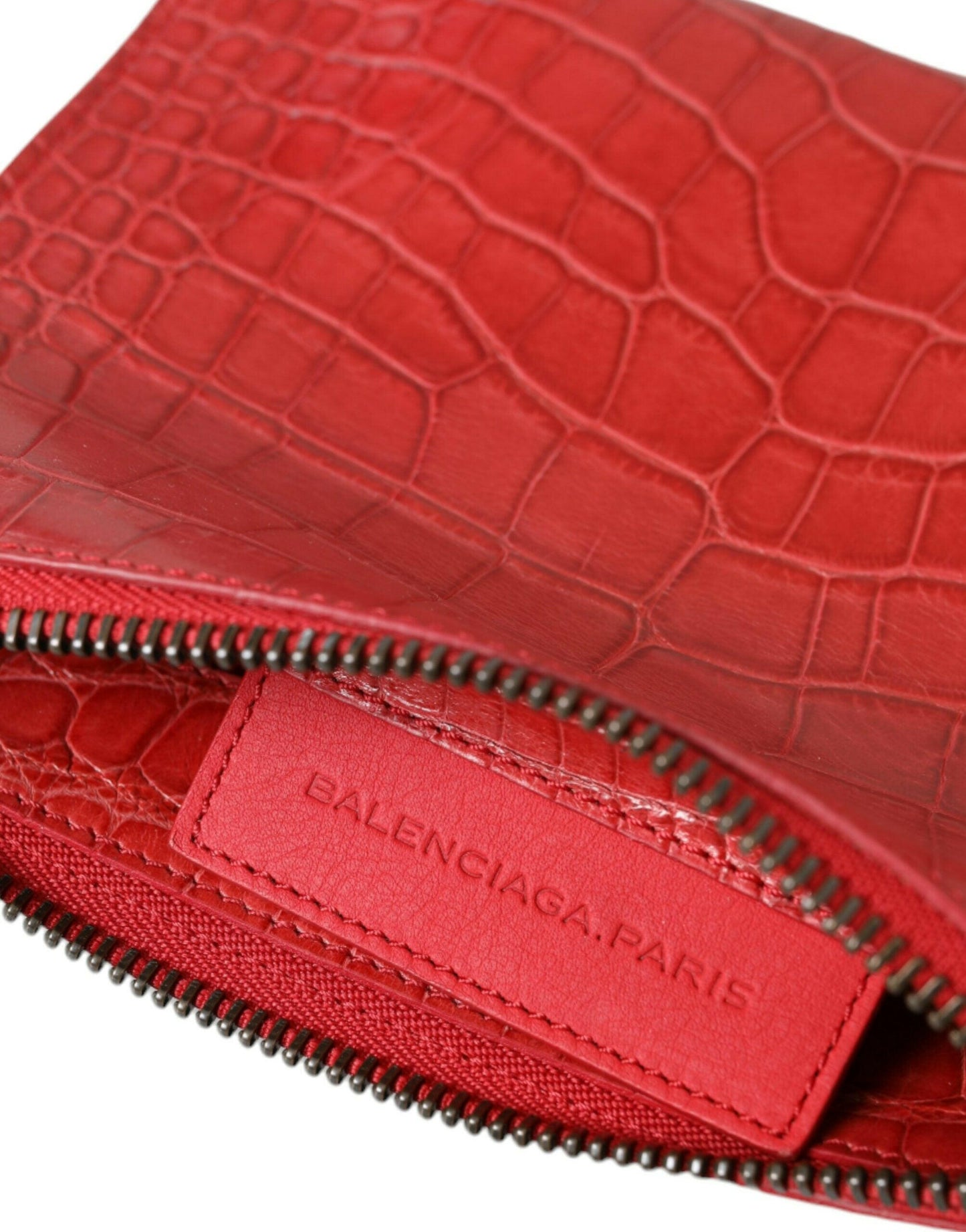 Balenciaga Red Exotic Skin Leather Classic Pouch Purse Wristlet Bag