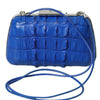 Balenciaga Blue Exotic Skin Leather Shoulder Crossbody Box Clutch Bag