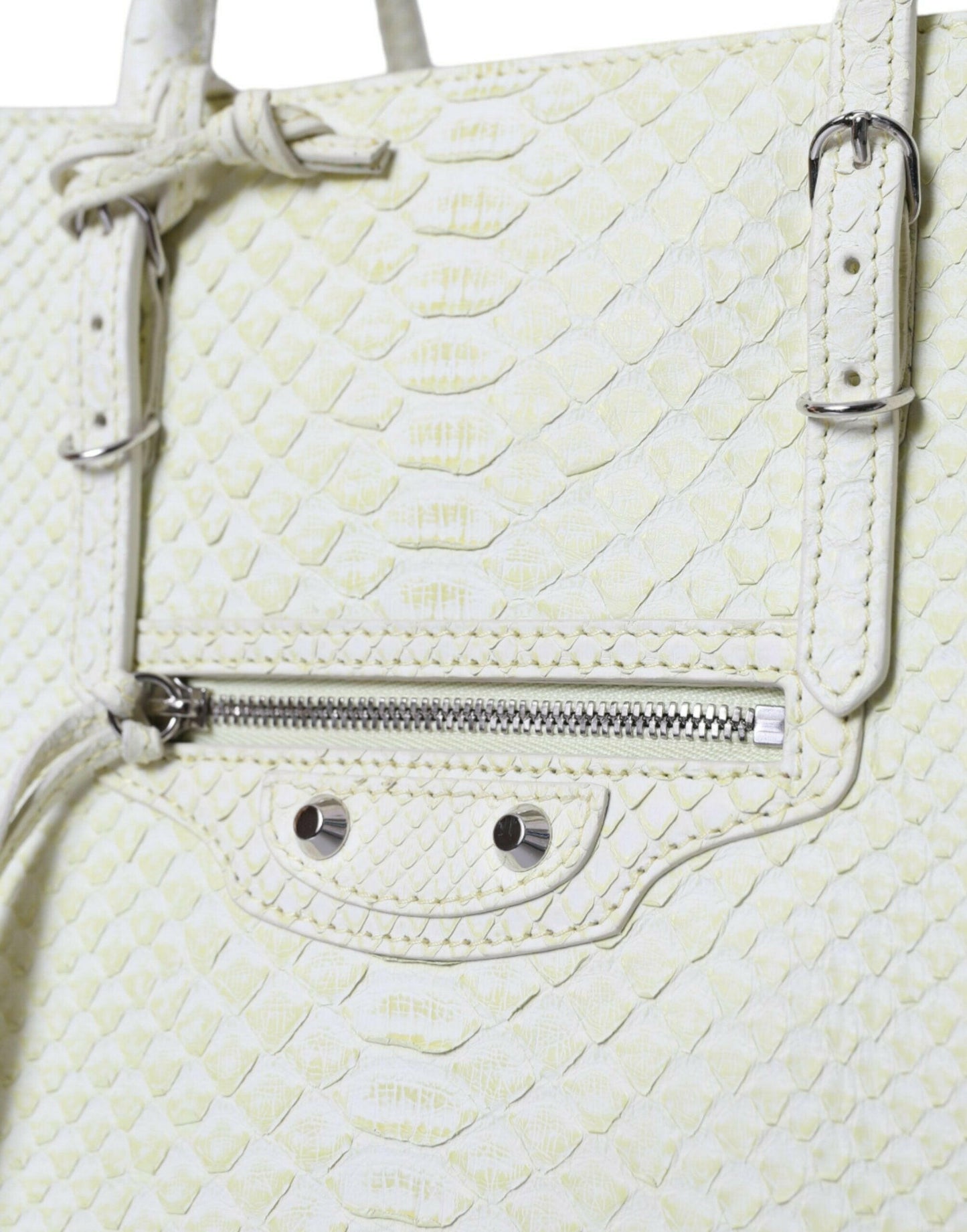Balenciaga White Yellow Exotic Skin Leather Shopping Tote PAPIER Bag