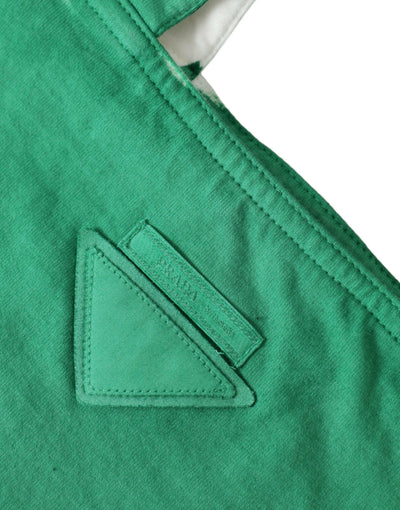 Prada Green Jersey Fabric Logo Shoulder Shopping Tote Shopping Bag