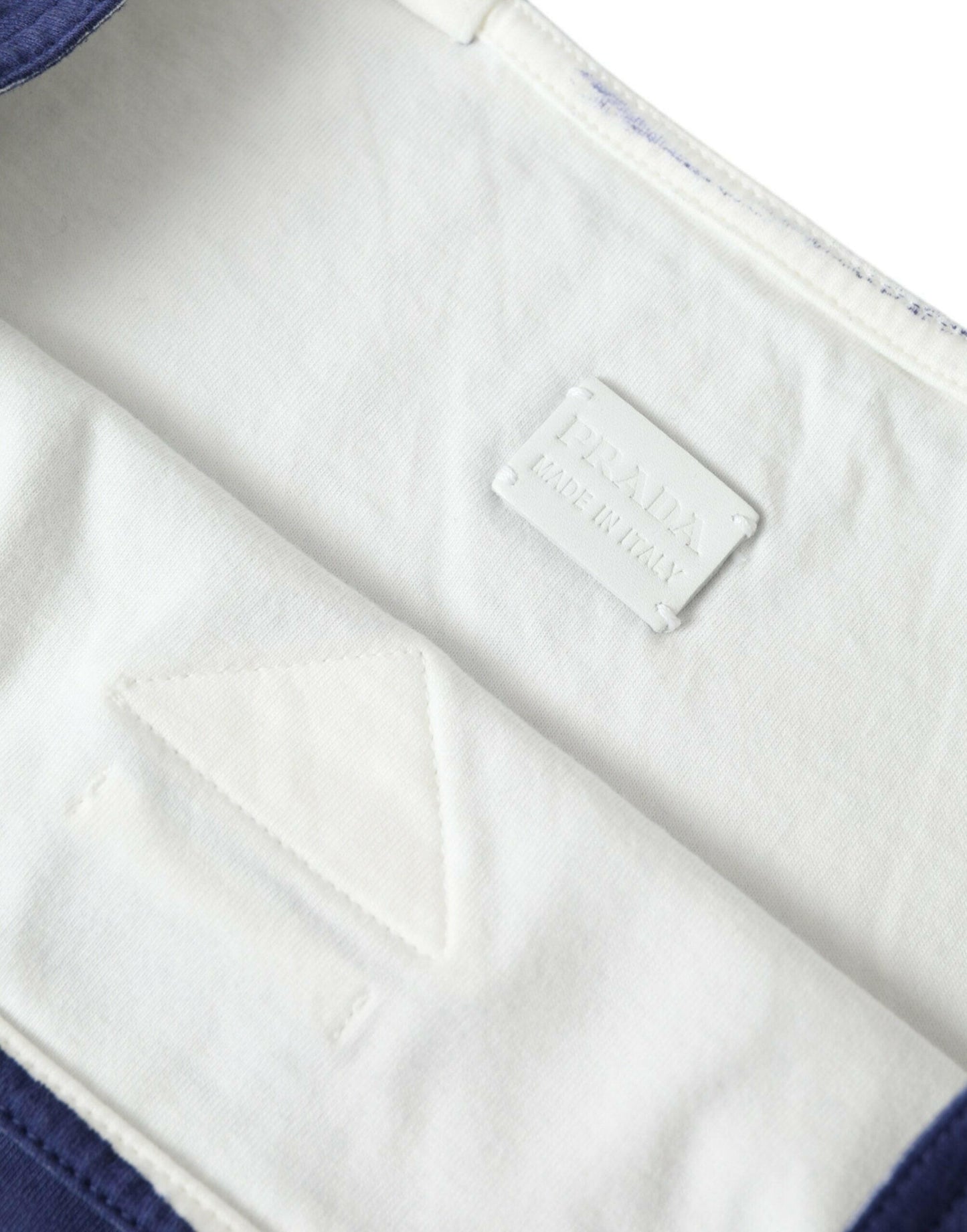 Prada Blue Jersey Fabric Logo Schulter Einkaufstasche Einkaufstasche