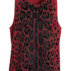 Dolce &amp; Gabbana – Rotes, ärmelloses Tank-T-Shirt mit Leopardenmuster