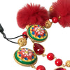 Dolce &amp; Gabbana Carretto-Kettenhalskette aus goldenem Messing mit rotem Pelz und Kristallen