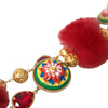 Dolce &amp; Gabbana Carretto-Kettenhalskette aus goldenem Messing mit rotem Pelz und Kristallen
