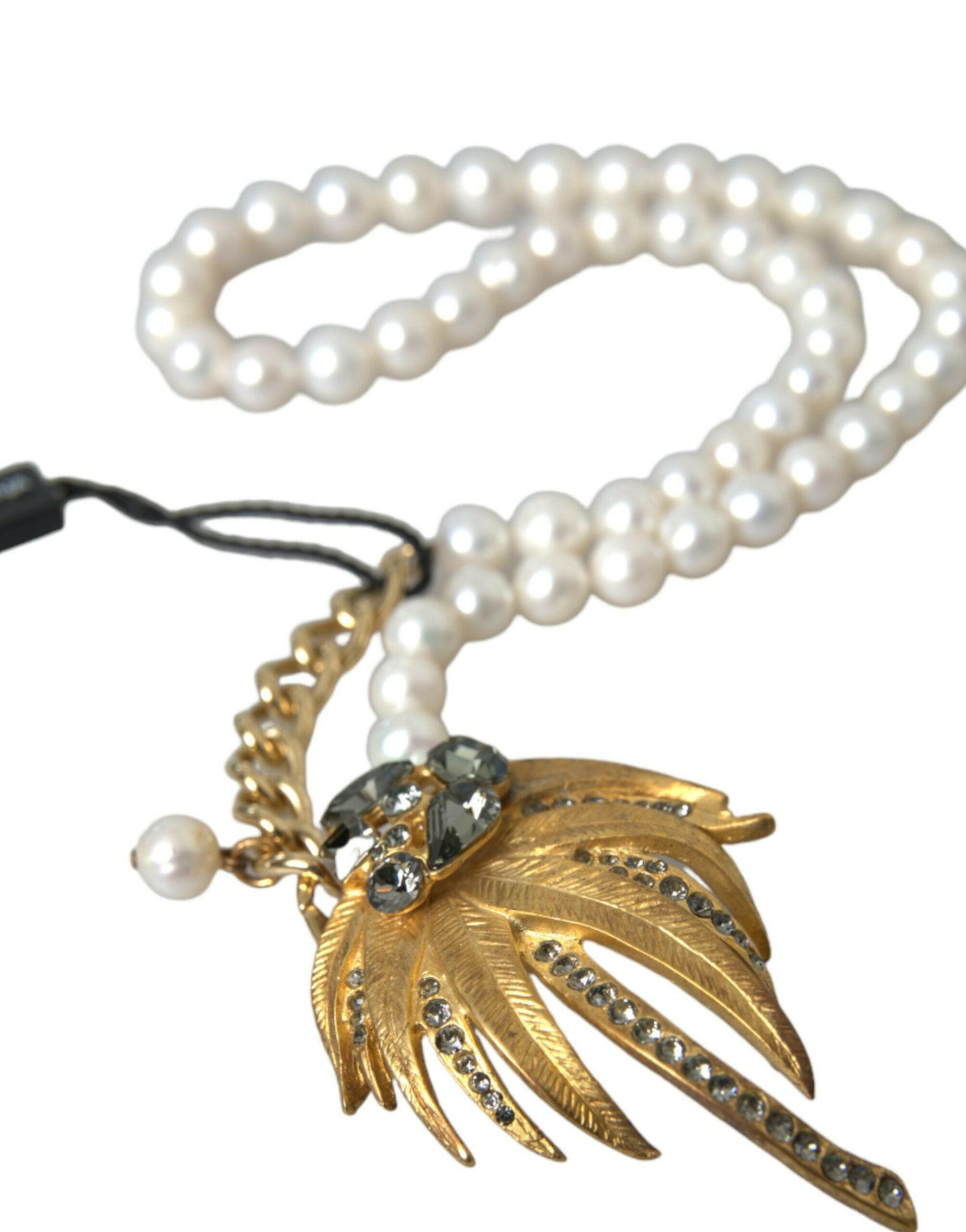 Collier Dolce &amp; Gabbana avec pendentif arbre en laiton doré et perles de cristal