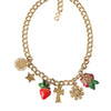 Collier Dolce &amp; Gabbana avec pendentif étoile fraise et croix en or