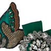 Pince à cheveux Dolce &amp; Gabbana en satin vert avec oiseau et cristaux pour femme