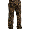 Dolce & Gabbana Brown Leopard Print Polyester Jogger Pants