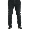 Dolce &amp; Gabbana – Graue Skinny-Jeans aus Baumwollstretch mit Logo