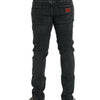 Dolce &amp; Gabbana – Graue Skinny-Jeans aus Baumwollstretch mit Logo