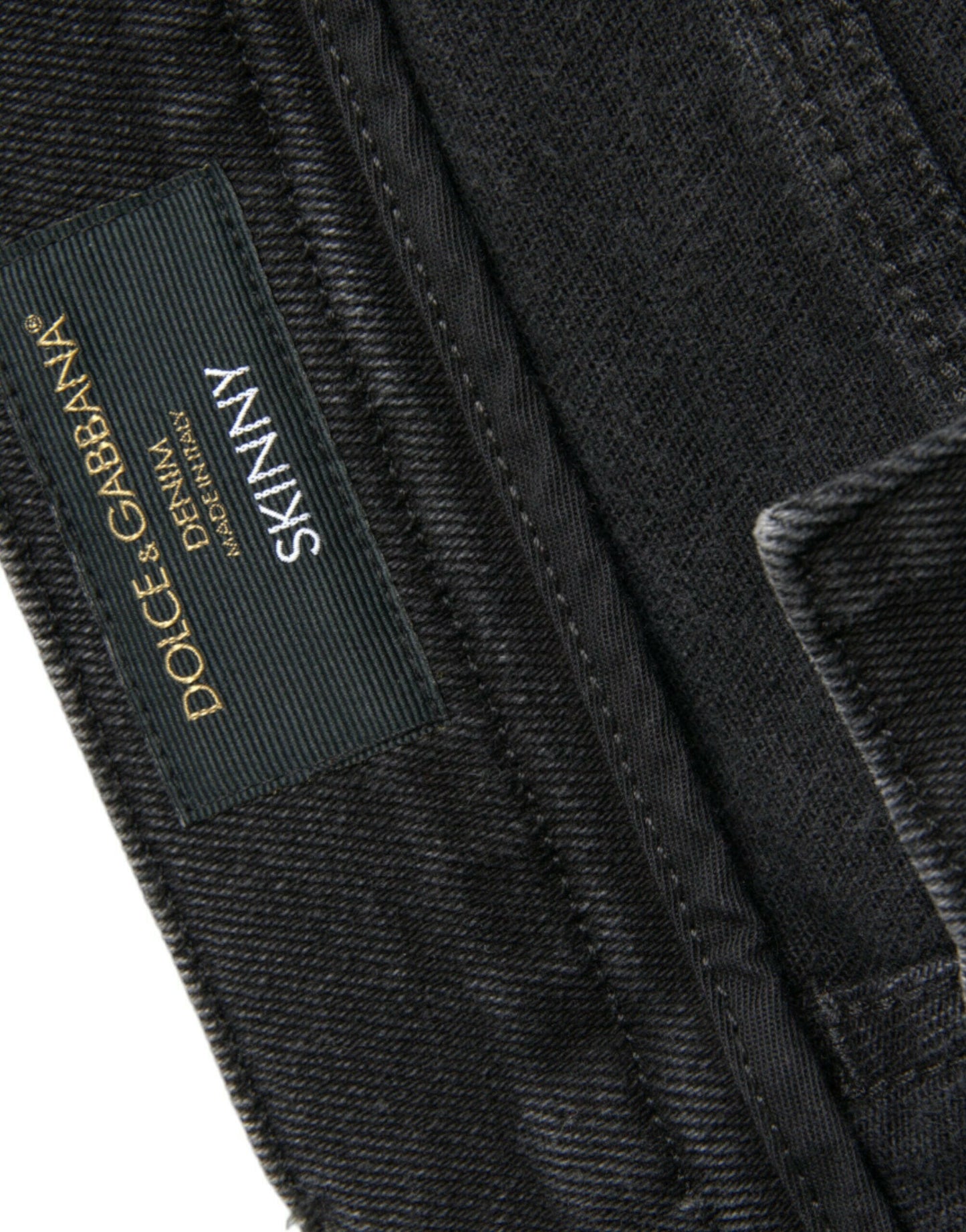 Dolce &amp; Gabbana – Graue Skinny-Jeans aus Baumwollstretch mit Logo