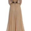 Dolce & Gabbana Pink Silk Floral Crystal Maxi Gown Dress