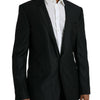 Dolce &amp; Gabbana – Schwarzer, einreihiger Blazer aus Wolle mit Kerbe