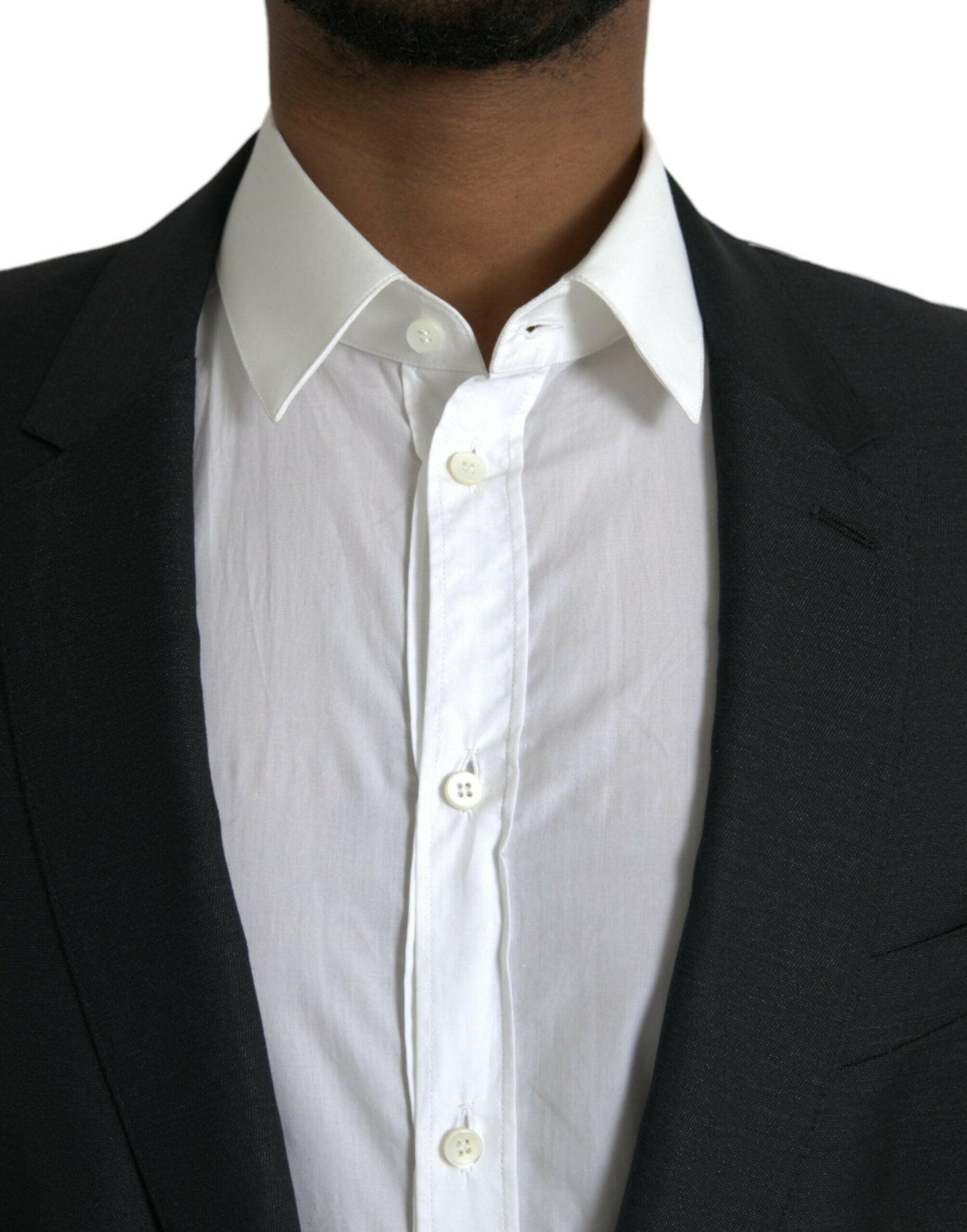 Dolce &amp; Gabbana – Schwarzer, einreihiger Blazer aus Wolle mit Kerbe