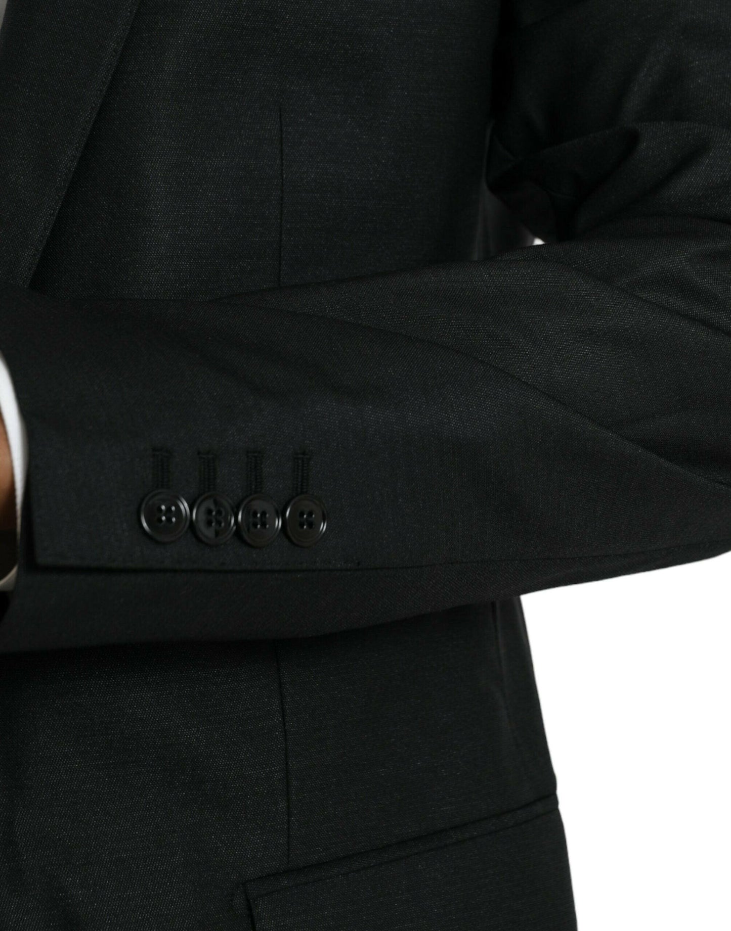 Dolce &amp; Gabbana – Schwarzer, einreihiger Blazer aus Wolle mit Kerbe