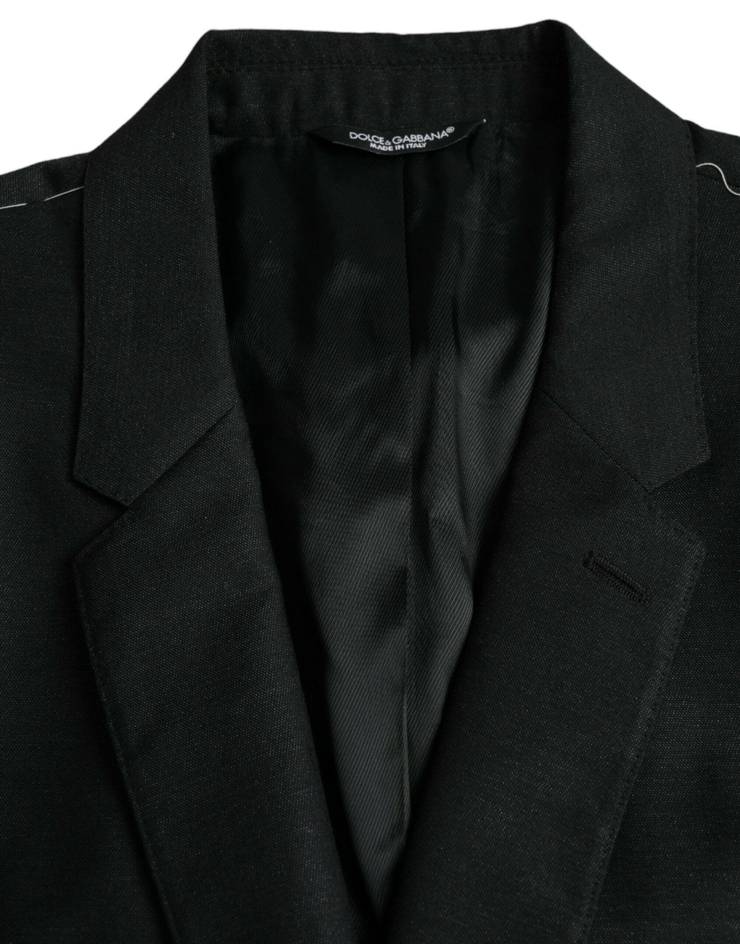 Dolce &amp; Gabbana – Schwarzer, einreihiger Blazer aus Wolle mit Kerbe