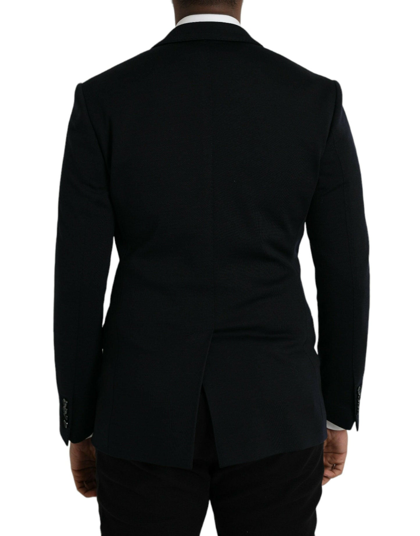 Dolce &amp; Gabbana – Einreihiger Blazer aus schwarzer Wolle mit Kerbe