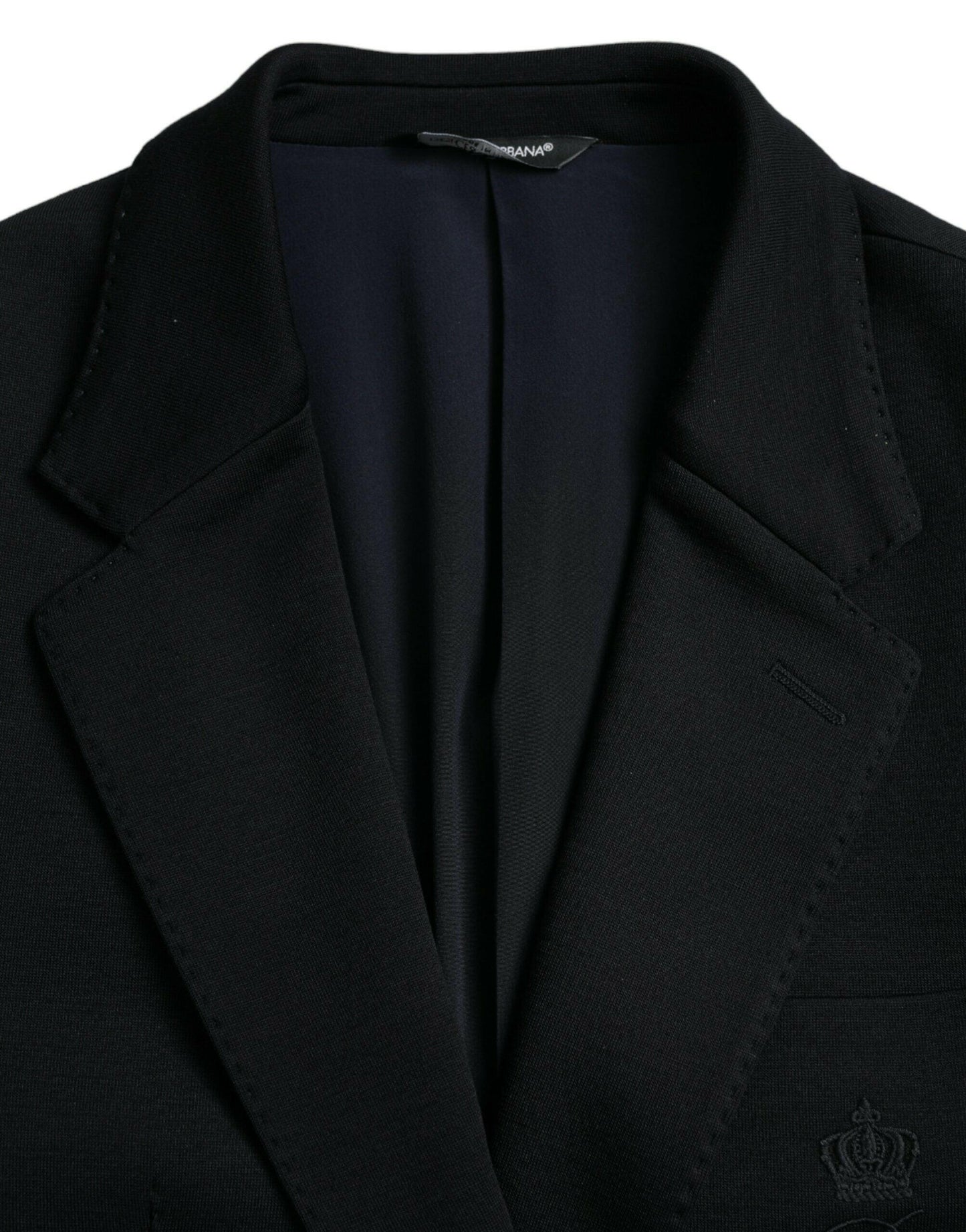 Dolce &amp; Gabbana – Einreihiger Blazer aus schwarzer Wolle mit Kerbe