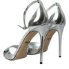 Dolce &amp; Gabbana Silber KEIRA Leder Heels Sandalen Schuhe