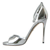 Dolce &amp; Gabbana Silber KEIRA Leder Heels Sandalen Schuhe