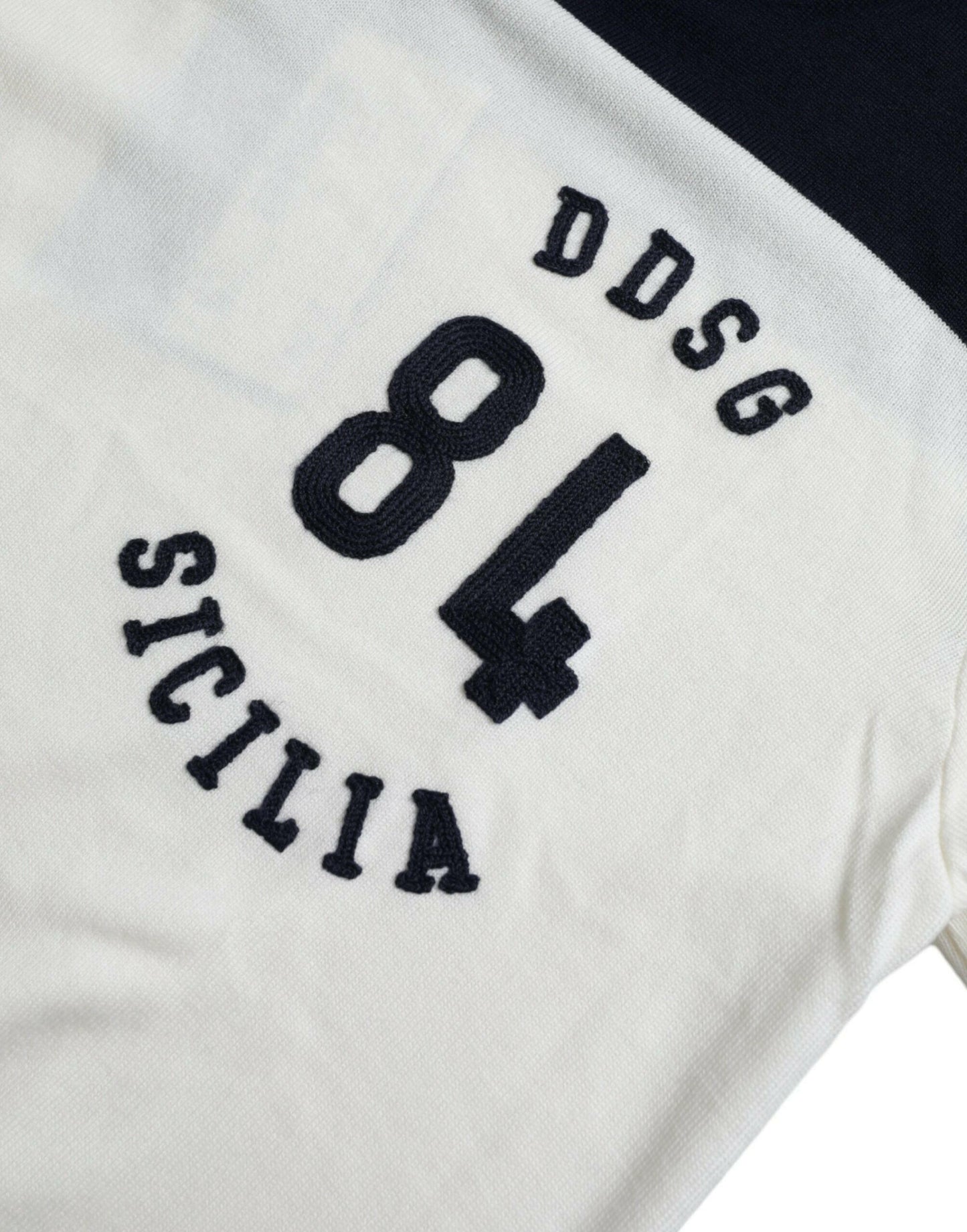 Pull-over chemise Henley Dolce &amp; Gabbana blanc et noir SICILIA