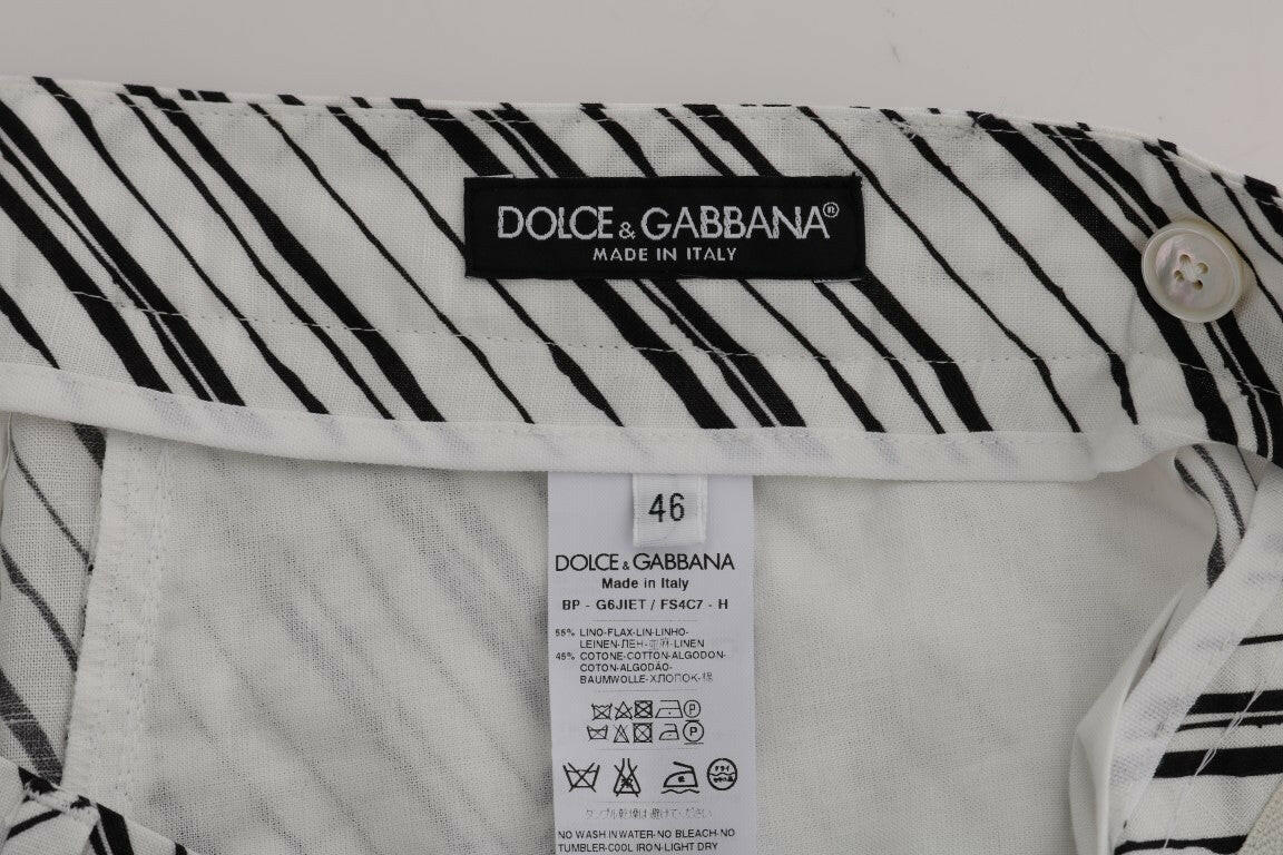 Dolce & Gabbana White Black Striped Casual Shorts